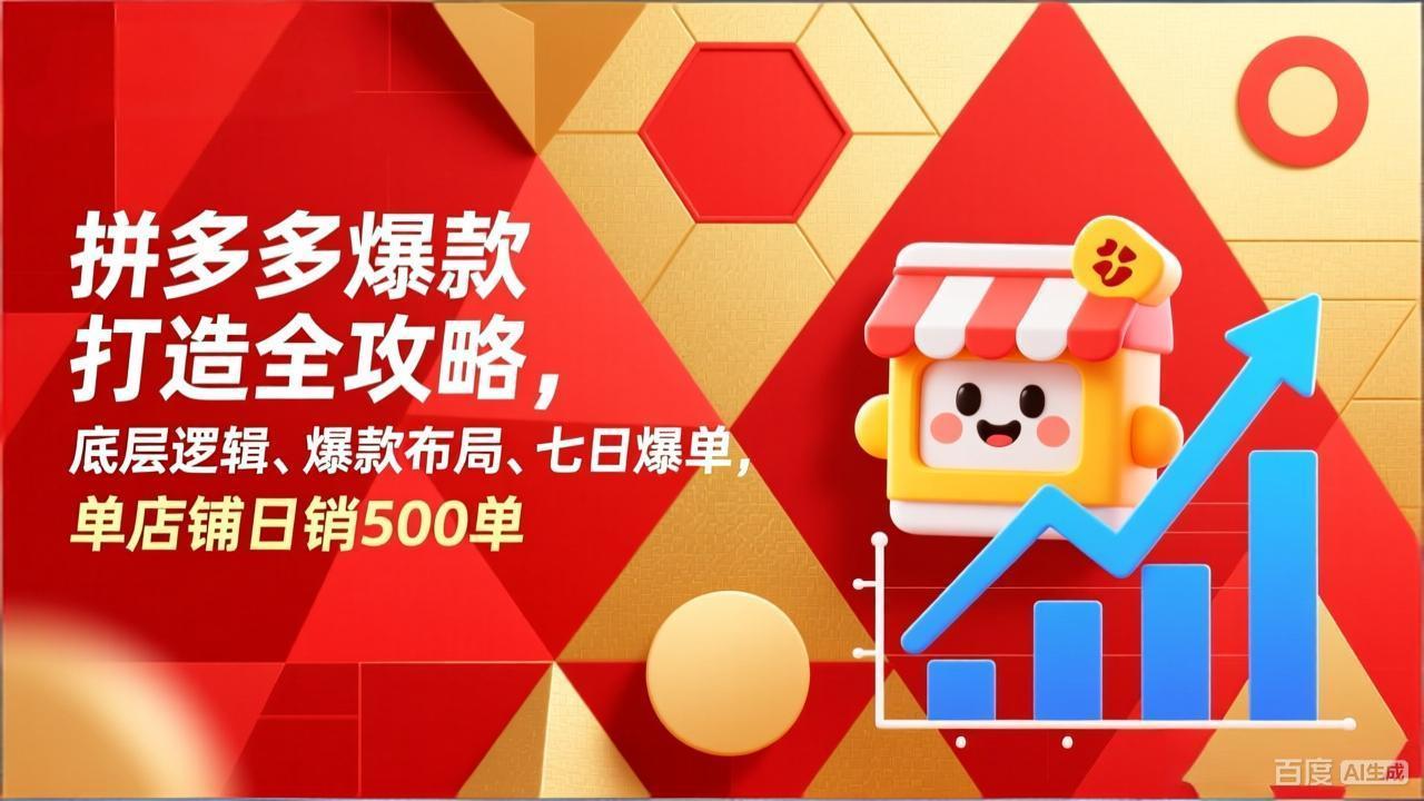 拼多多爆款打造全攻略，底层逻辑、爆款布局、七日爆单，单店铺日销500单-黑马项目网