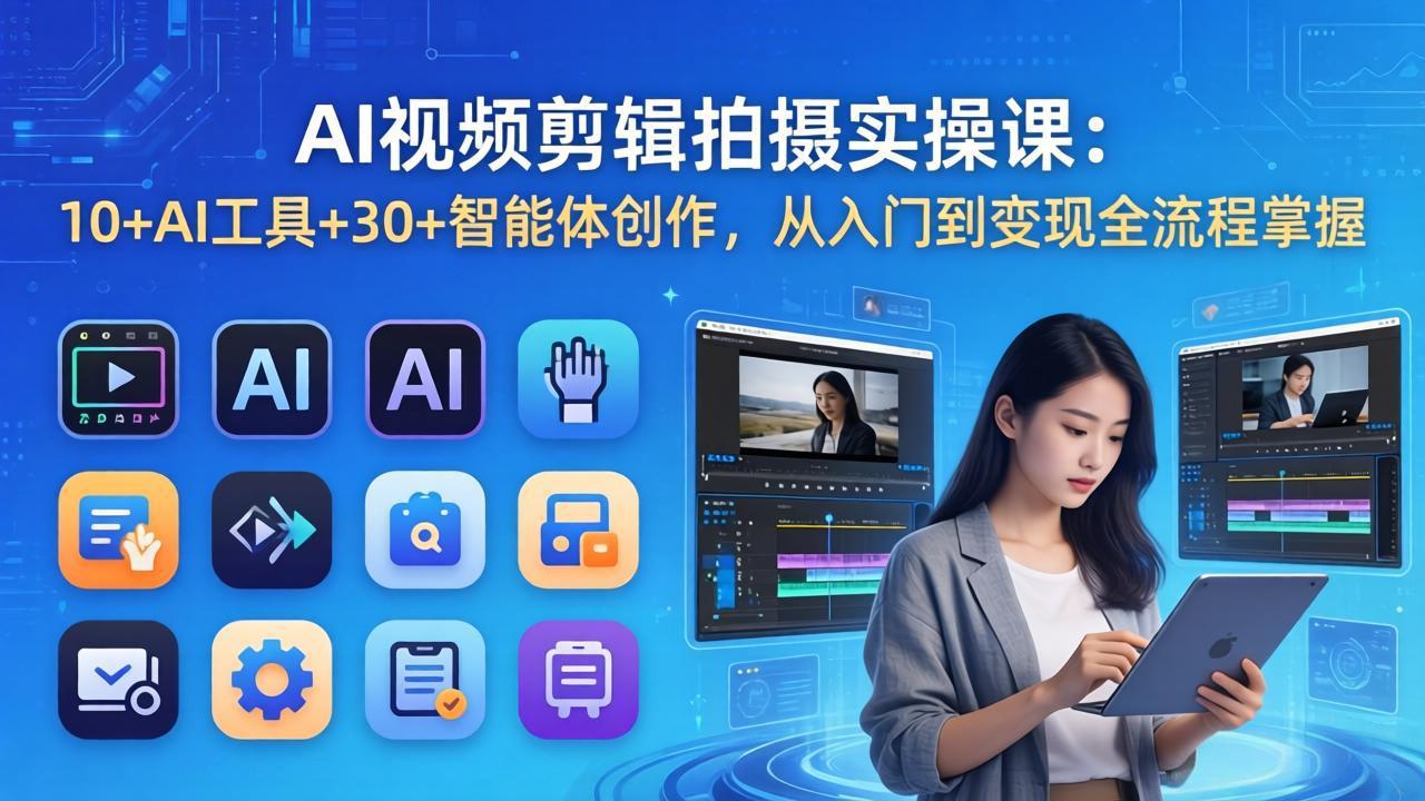 AI 视频剪辑拍摄实操课：10+AI工具+30+智能体创作，从入门到变现全流程掌握-黑马项目网