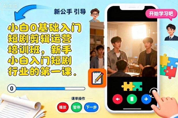 小白0基础入门短剧剪辑运营培训班，新手小白入门短剧行业的第一课-黑马项目网