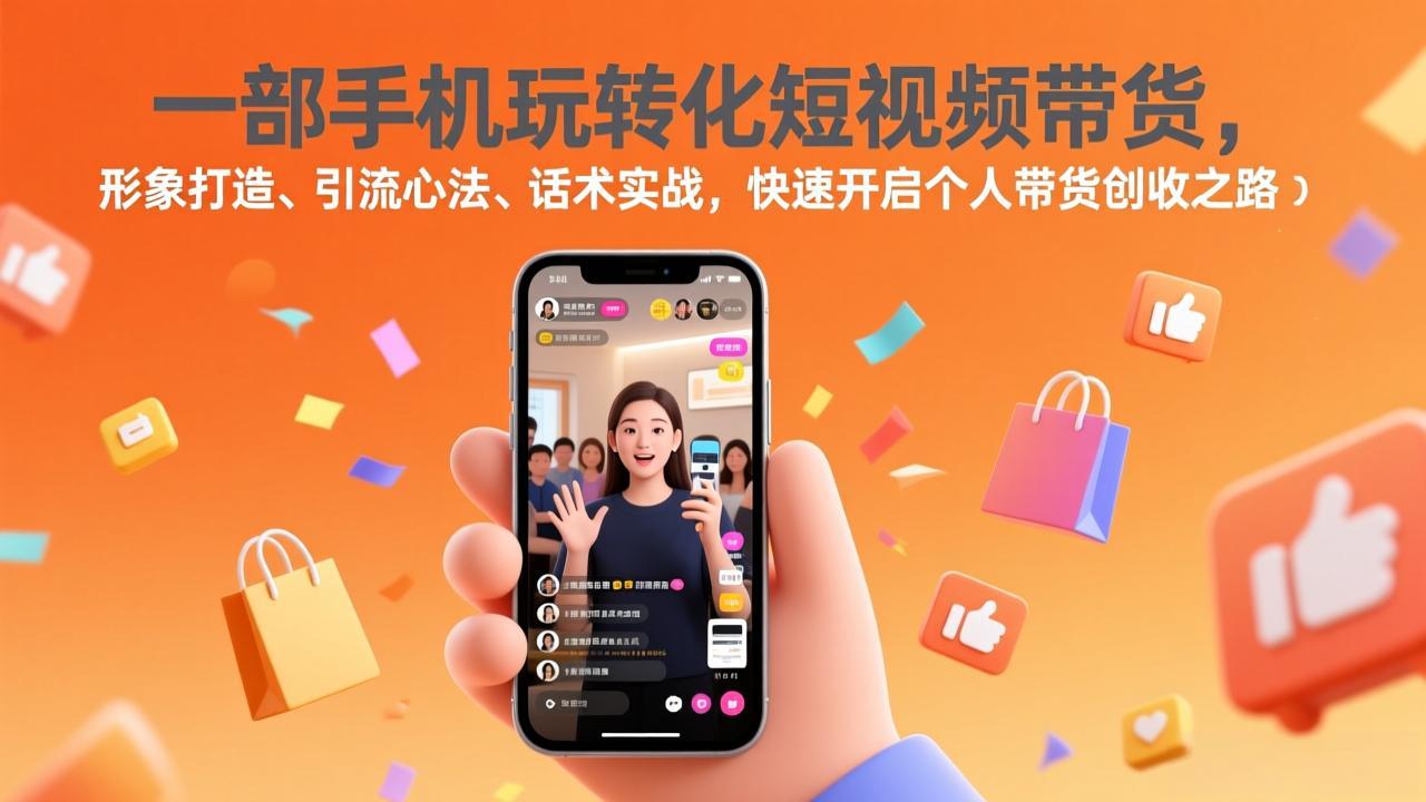 一部手机玩转化短视频带货，形象打造、引流心法、话术实战，快速开启个人带货创收之路-黑马项目网
