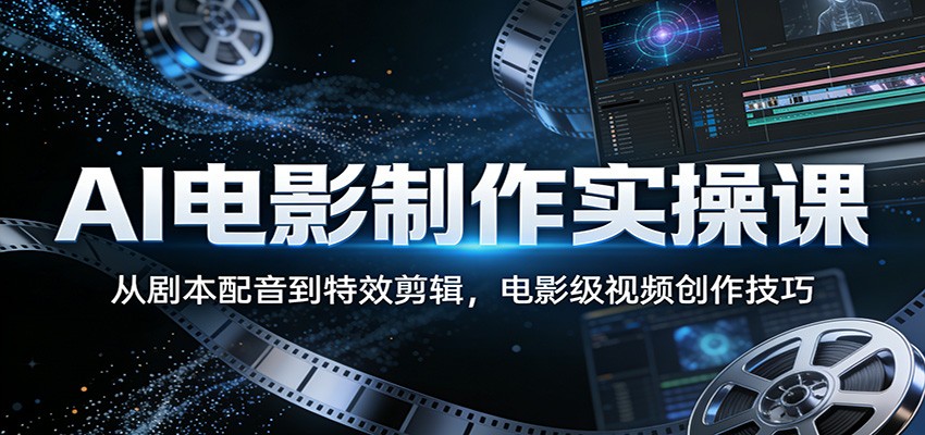 AI电影制作实操课：从剧本配音到特效剪辑，电影级视频创作技巧-黑马项目网