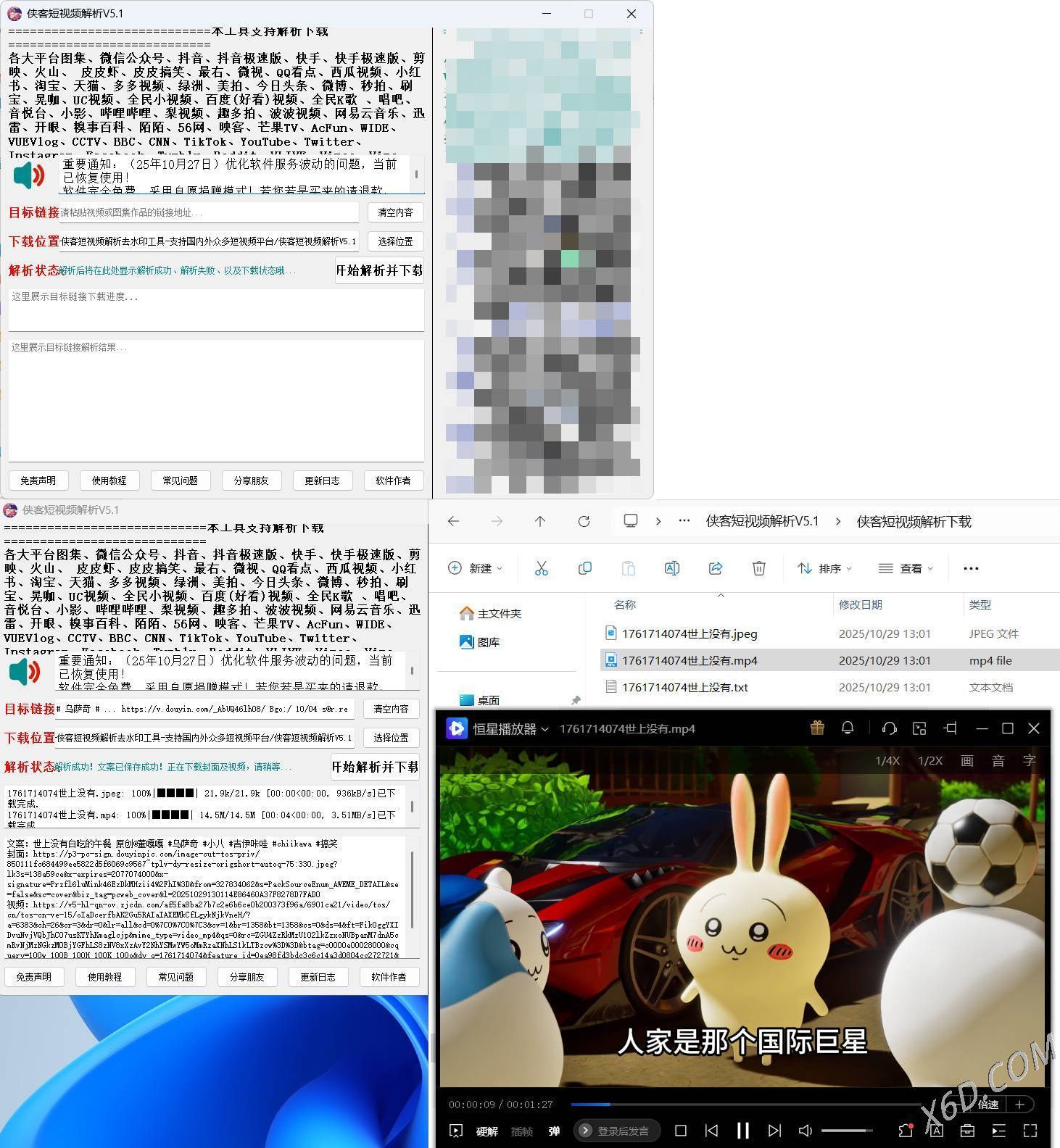 侠客多平台短视频解析去水印工具 V5.1-黑马项目网