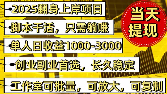 稳定八年美金掘金2.0脚本干活，只需躺赚。单人日收益1000-3000可批量、…-黑马项目网