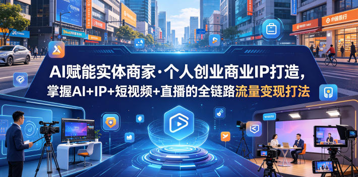 AI赋能实体商家·个人创业商业IP打造，掌握AI+IP+短视频+直播的全链路流量变现打法-黑马项目网