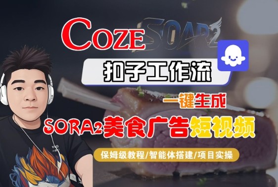 Coze扣子智能体工作流一键生成“SORA2美食广告“短视频，全流程保姆级教学-黑马项目网