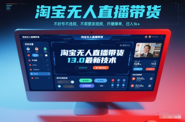 淘宝无人直播带货13.0最新技术，不封号不违规，不需要发视频，开播爆单，日入1k+【揭秘】-黑马项目网