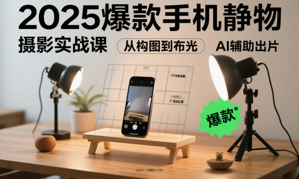 2025爆款手机静物摄影实战课，从构图到布光，不用贵设备，AI辅助出片-黑马项目网