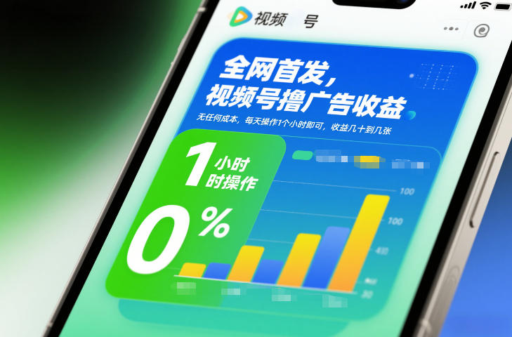 全网首发,视频号撸广告收益,无任何成本,每天操作1个小时即可,收益几十到几张-黑马项目网