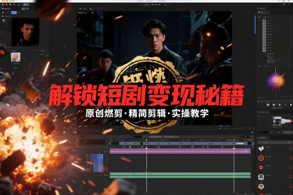 短剧拉新之原创燃剪精简剪辑实操课，解锁短剧变现秘籍-黑马项目网