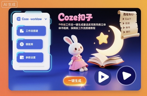 Coze扣子工作流一键生成童话皮克斯风格立体书视频，保姆级工作流搭建教程-黑马项目网