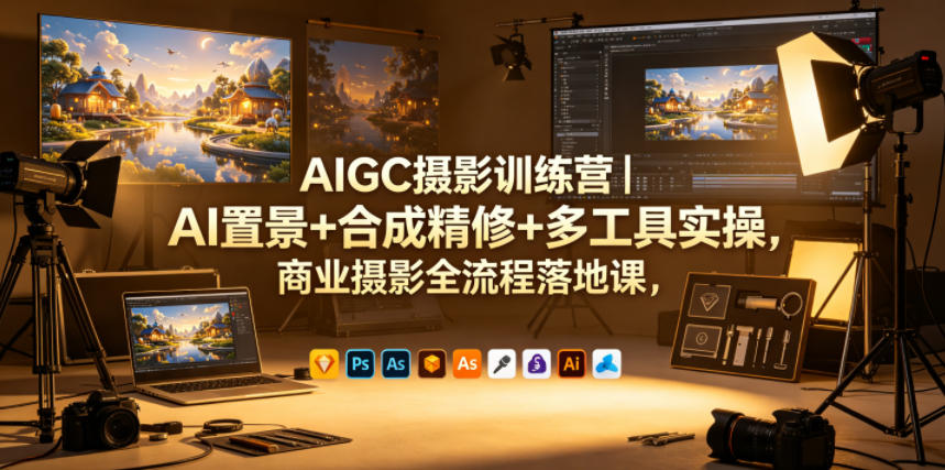 AIGC摄影训练营｜AI置景+合成精修+多工具实操，商业摄影全流程落地课-黑马项目网