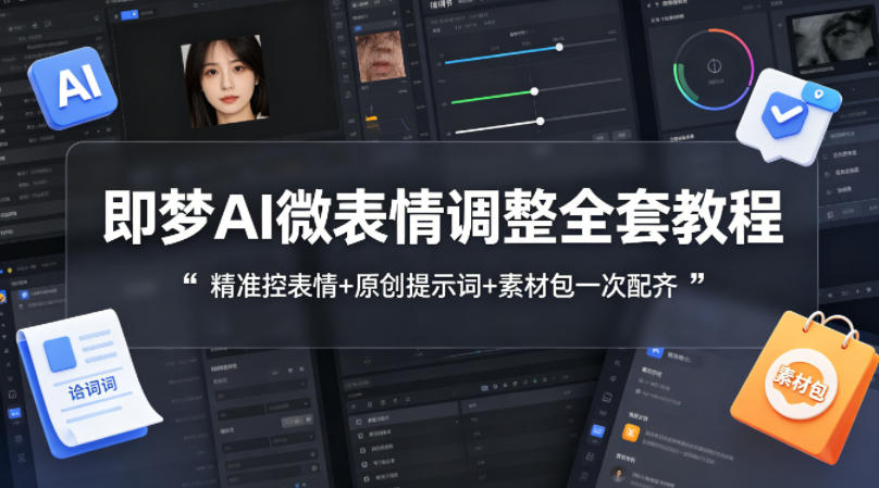 即梦AI微表情调整全套教程，精准控表情+原创提示词+素材包一次配齐-黑马项目网