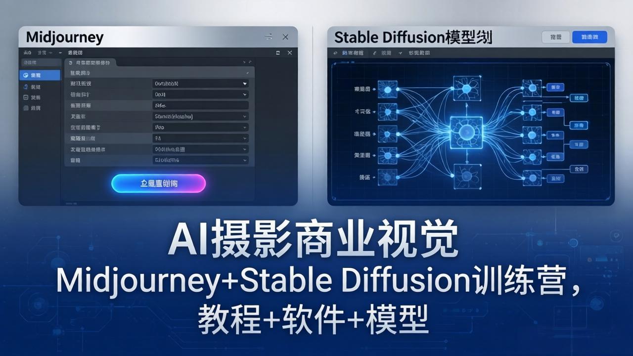 AI摄影商业视觉Midjourney+Stable Diffusion训练营，教程+软件+模型-黑马项目网