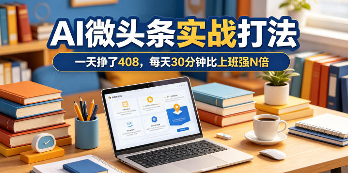 一天挣了408，AI微头条实战打法，每天30分钟比上班强N倍-黑马项目网