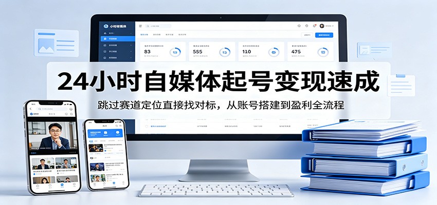 24小时自媒体起号变现速成，跳过赛道定位直接找对标，从账号搭建到盈利全流程-黑马项目网