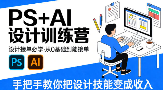 设计接单必学，PS+AI设计训练营，从0基础到能接单，手把手教你把设计技能变成收入-黑马项目网