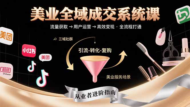 美业全域成交系统课程：帮助美业从业者打通从流量获取到高效变现全流程-黑马项目网