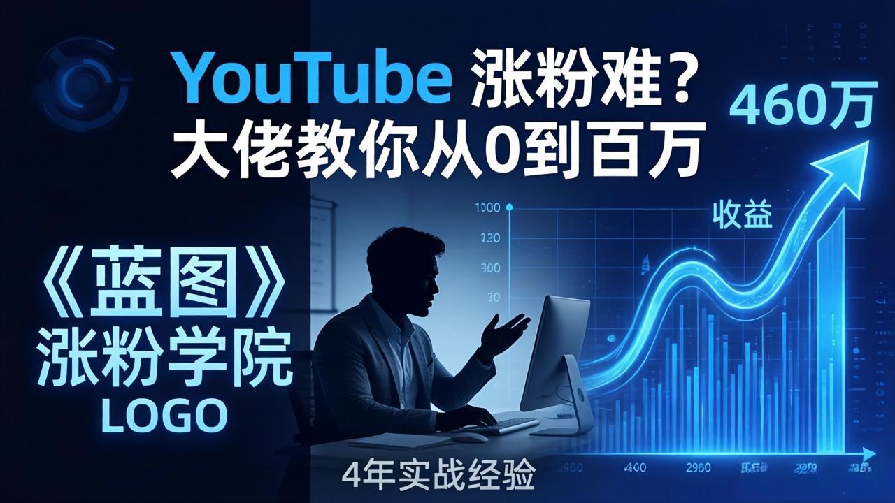 YouTube 涨粉难？《蓝图涨粉学院》：4 年赚 460 万的大佬教策略，从0到百万有路径！-黑马项目网
