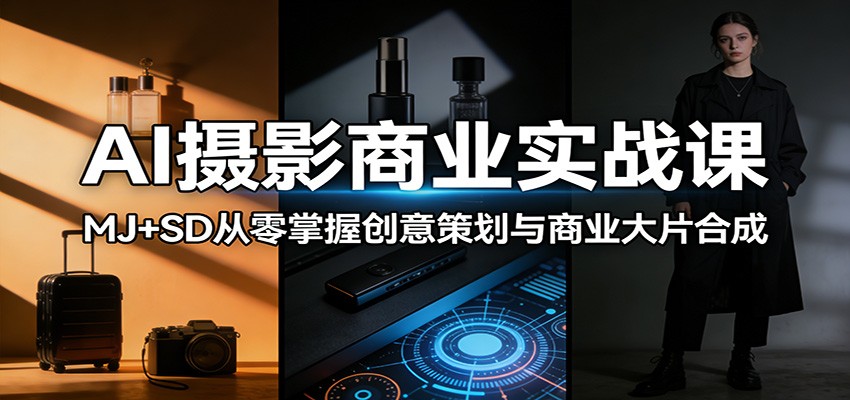 AI摄影商业实战课：MJ+SD从零掌握创意策划与商业大片合成-黑马项目网