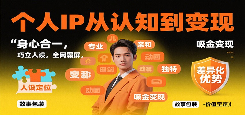 个人IP从认知到变现，身心合一，巧立人设，全网霸屏，吸金变现-黑马项目网