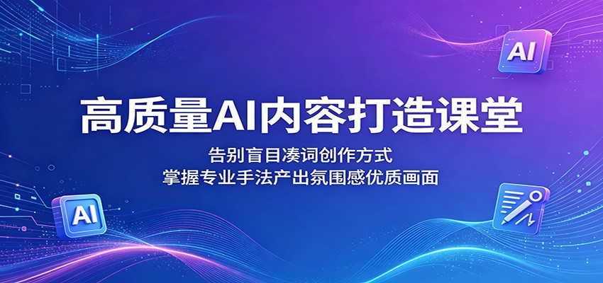 高质量AI内容打造课堂：告别盲目凑词创作方式，掌握专业手法产出氛围感优质画面-黑马项目网