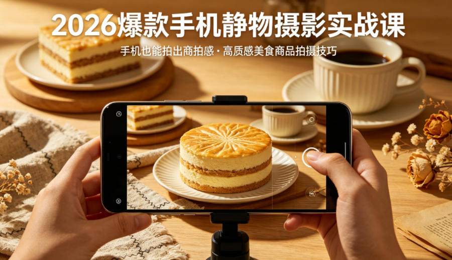 2026爆款手机静物摄影实战课，手机也能拍出商拍感，学会拍出高质感美食商品-黑马项目网