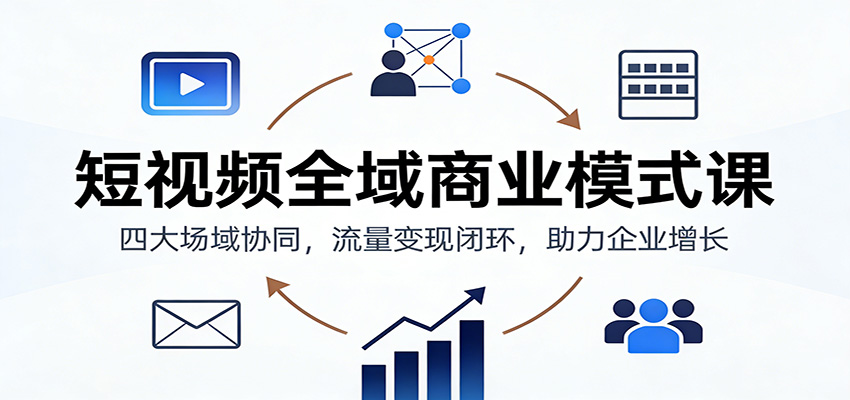 短视频全域商业模式课：四大场域协同，流量变现闭环，助力企业增长-黑马项目网