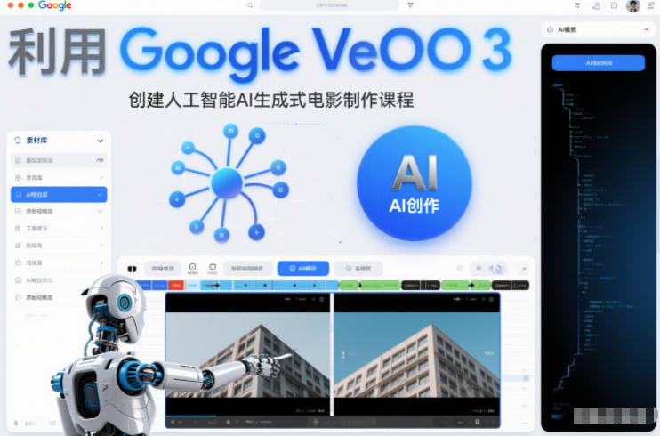 利l用Google Veo 3创建人工智能AI生成式电影制作课程,使用人工智能的力量创建令人惊叹的视频-黑马项目网