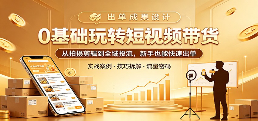 0基础玩转短视频带货：从拍摄剪辑到全域投流，新手也能快速出单-黑马项目网