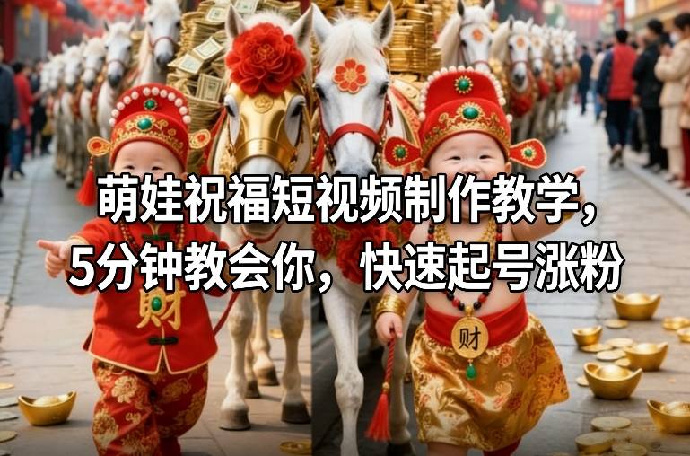 萌娃祝福短视频制作教学，5分钟教会你，快速起号涨粉-黑马项目网