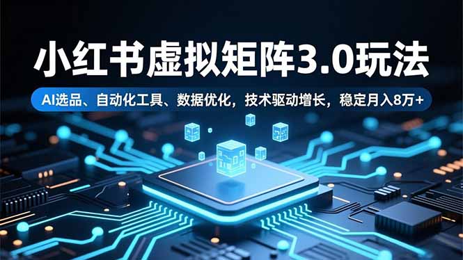 小红书虚拟矩阵3.0玩法，AI选品、自动化工具、数据优化，技术驱动增长，稳定月入8万+-黑马项目网