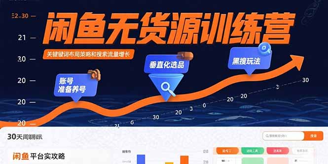 闲鱼无货源训练营：账号准备养号/垂直化选品/黑搜玩法，0基础30天盈利指南-黑马项目网