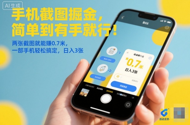 手机截图掘金，简单到有手就行！两张截图就能賺0.7米，一部手机轻松搞定，日入3张【揭秘】-黑马项目网