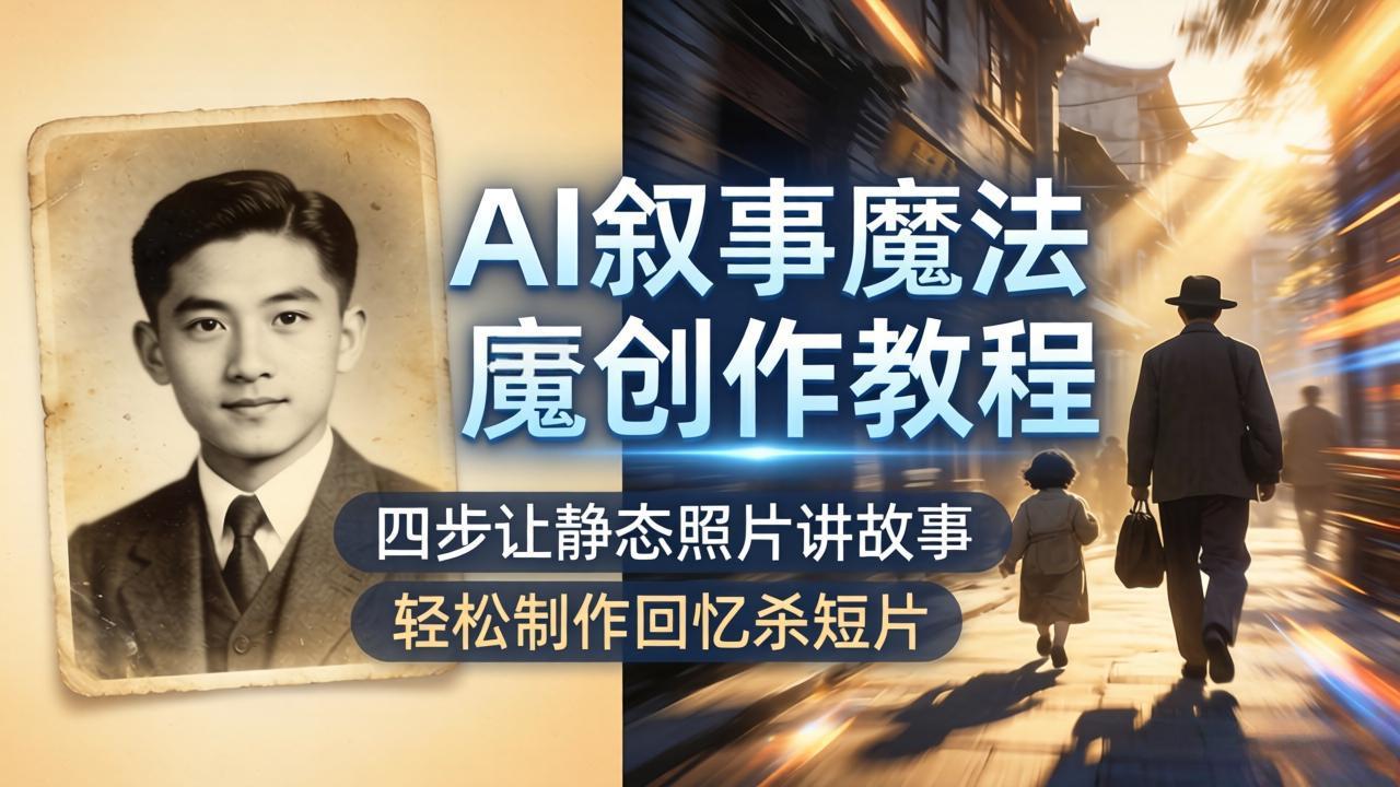 AI叙事魔法创作教程，四步让静态照片讲故事，老照片修复加动态特效，轻松制作回忆杀短片-黑马项目网