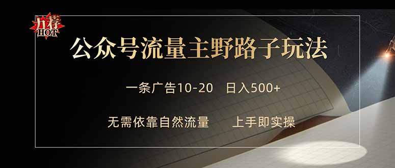 公众号流量主野路子玩法 单条广告10-20元 日入500+-黑马项目网