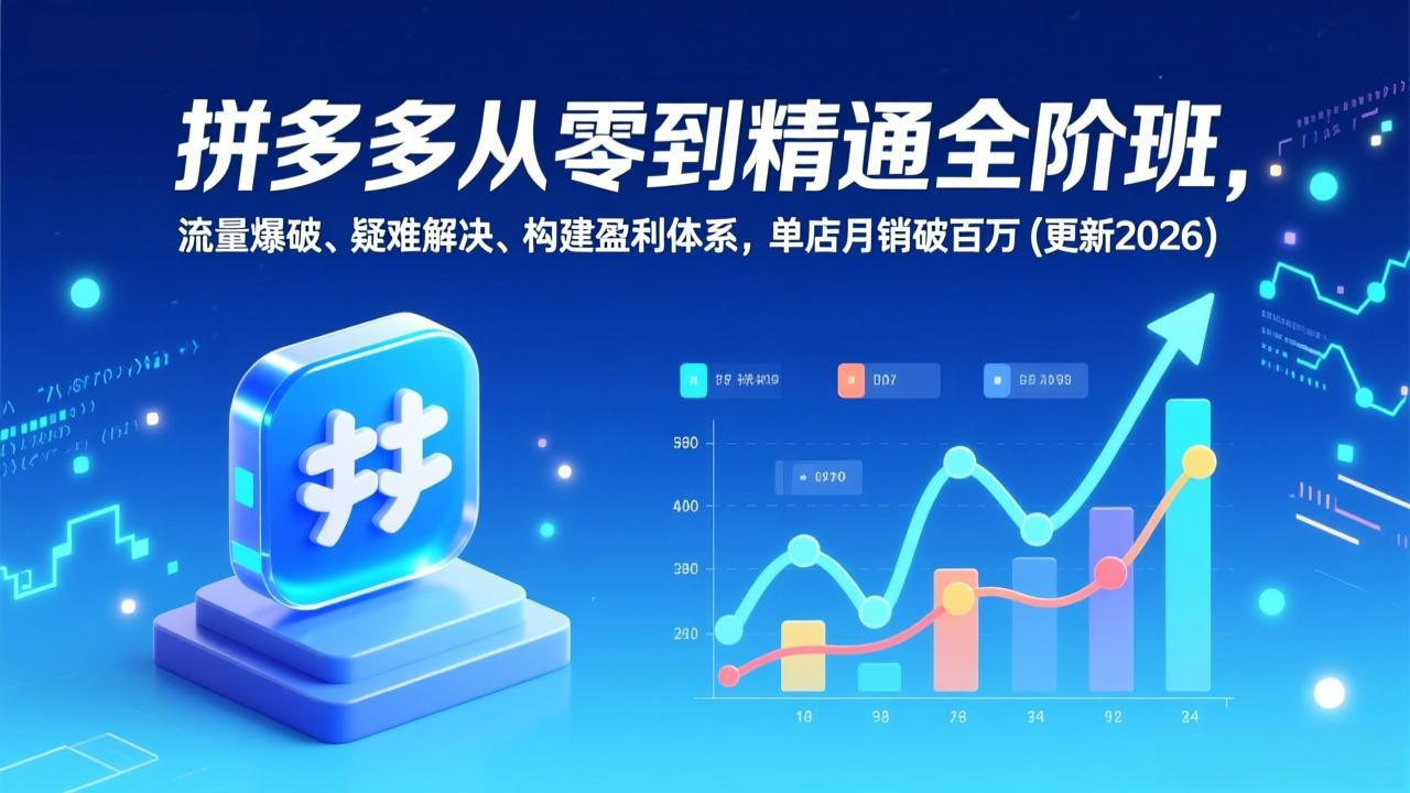 拼多多从零到精通全阶班，流量爆破、疑难解决，构建盈利体系，单店月销破百万(更新2026-黑马项目网