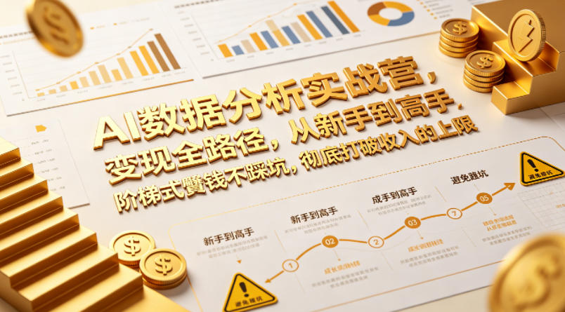 AI数据分析实战营，变现全路径，从新手到高手，阶梯式賺钱不踩坑，彻底打破收入的上限-黑马项目网