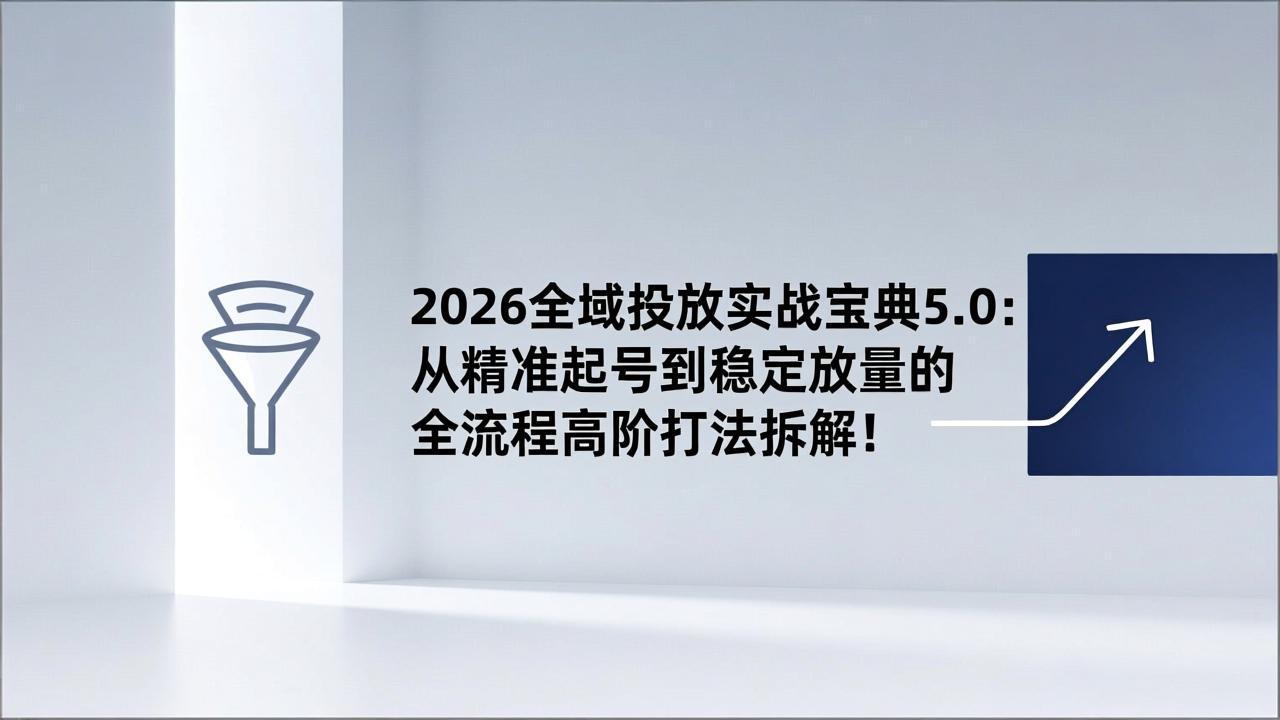 2026全域投放实战宝典5.0：从精准起号到稳定放量的全流程高阶打法拆解！-黑马项目网