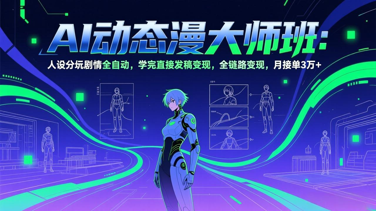 AI动态漫剧大师班：人设分镜剧情全自动，学完直接发稿变现，全链路变现，月接单3万+-黑马项目网