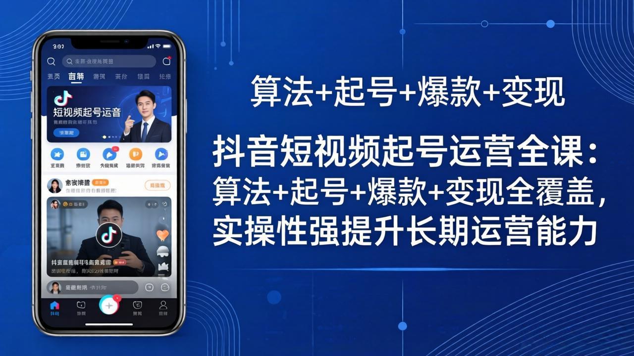 抖音短视频起号运营全课：算法+起号+爆款+变现全覆盖，实操性强提升长期运营能力-黑马项目网