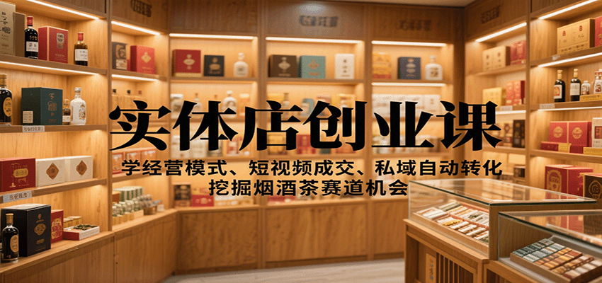 实体店创业课：学经营模式、短视频成交、私域自动转化，挖掘烟酒茶赛道机会-黑马项目网