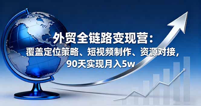 外贸全链路变现营：覆盖定位策略、短视频制作、资源对接，90天实现月入5w-黑马项目网