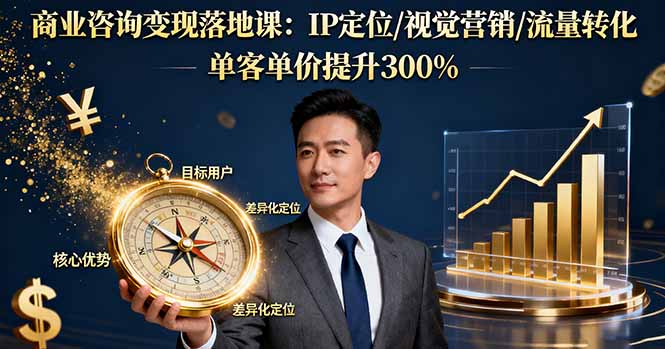 商业咨询变现落地课：IP定位/视觉营销/流量转化，单客单价提升300%-黑马项目网