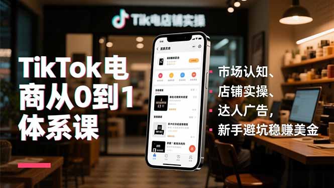 TikTok电商从0到1体系课，市场认知、店铺实操、达人广告，新手避坑稳赚美金-黑马项目网