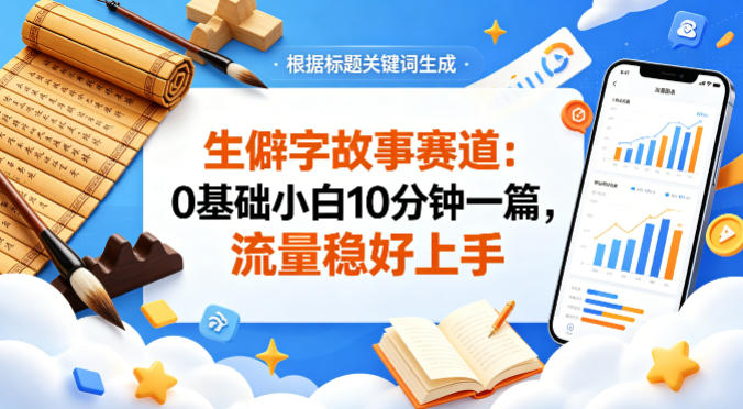 公众号流量主——生僻字故事赛道，流量稳，好上手，0基础小白也能10分钟一篇-黑马项目网