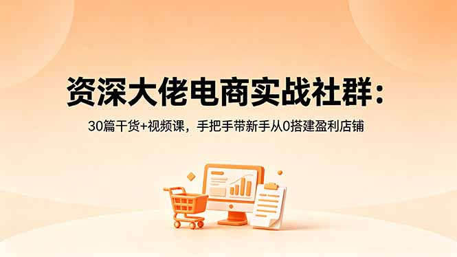 资深大佬电商实战社群：30篇干货+视频课，手把手带新手从0搭建盈利店铺-黑马项目网