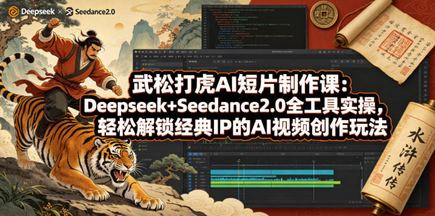 武松打虎AI短片制作课：Deepseek+Seedance2.0全工具实操，轻松解锁经典IP的AI视频创作玩法-黑马项目网