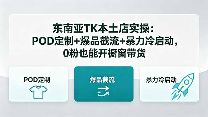 东南亚TK本土店实操：POD定制+爆品截流+暴力冷启动，0粉也能开橱窗带货-黑马项目网