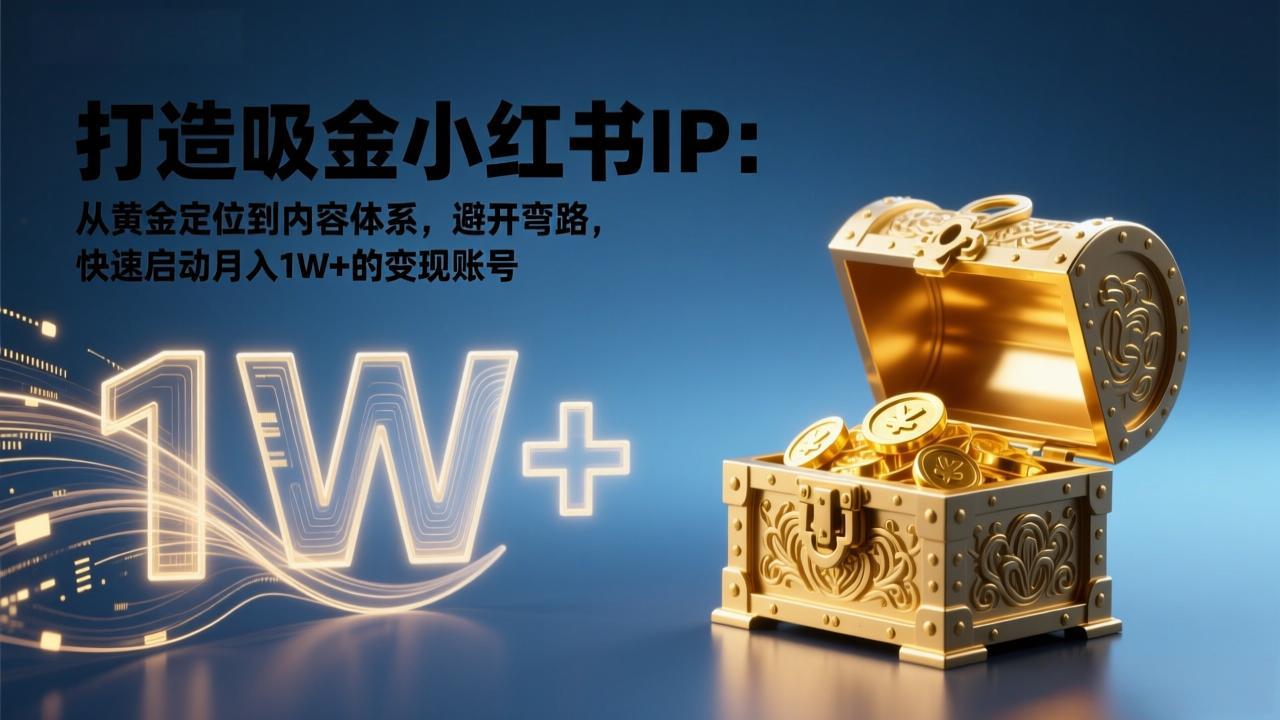 打造吸金小红书IP：从黄金定位到内容体系，避开弯路，快速启动月入1W+的变现账号-黑马项目网