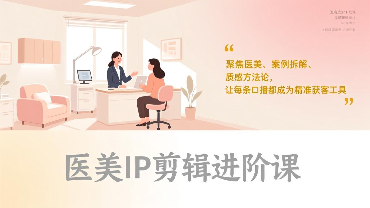 医美IP剪辑进阶课，聚焦医美、案例拆解、质感方法论，让每条口播都成为精准获客工具-黑马项目网